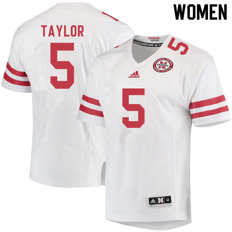 Women #5 Cam Taylor Nebraska Cornhuskers College Football Jerseys Sale-White - Click Image to Close
